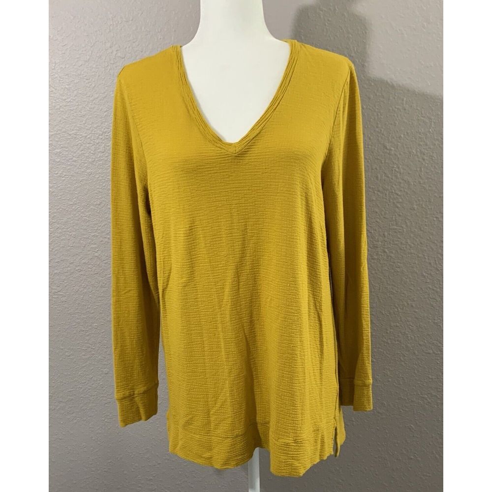 Adrianna Papell Women's Golden Rod Long Sleeve V-Neck Tunic Size Medium